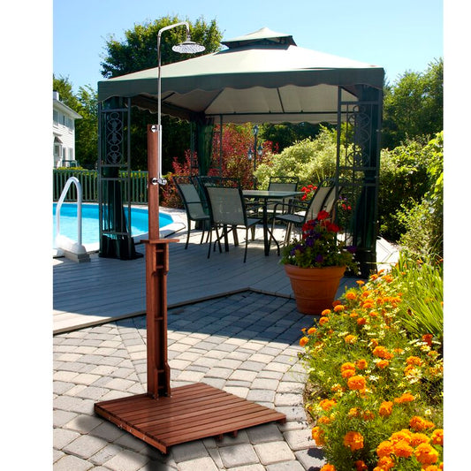 94.5" H Stainless Steel Freestanding Outdoor Shower and Duckboard