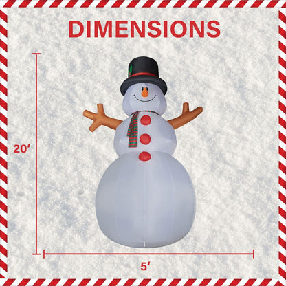 Farm 20ft. Tall Pre-Lighted Christmas Inflatable | Happy Snowman with RGB Lights and Storage Bag | Outdoor Holiday Amplified Holiday Celebration Party Decoration