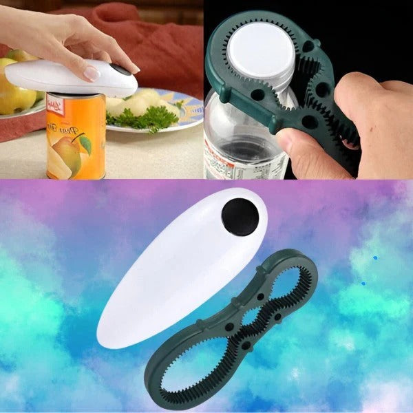 Dailyvra 2-in-1 Electric Can Opener and Bottle Opener - Automatic Smooth Edge Kitchen Openers